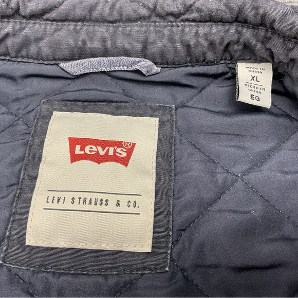 Vintage Levi’s Jacket Men’s XL Navy Blue Quilted Trucker Work Full Zip/ Button - Picture 3 of 12